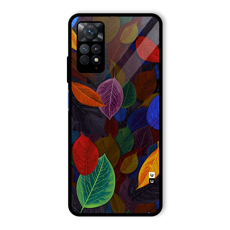 Colorful Leaves Pattern Glass Back Case for Redmi Note 11 Pro Plus 5G