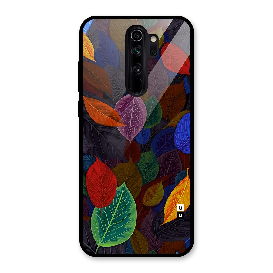 Colorful Leaves Pattern Glass Back Case for Redmi Note 8 Pro