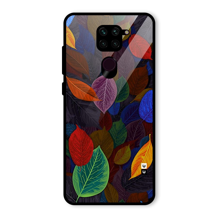 Colorful Leaves Pattern Glass Back Case for Redmi Note 9