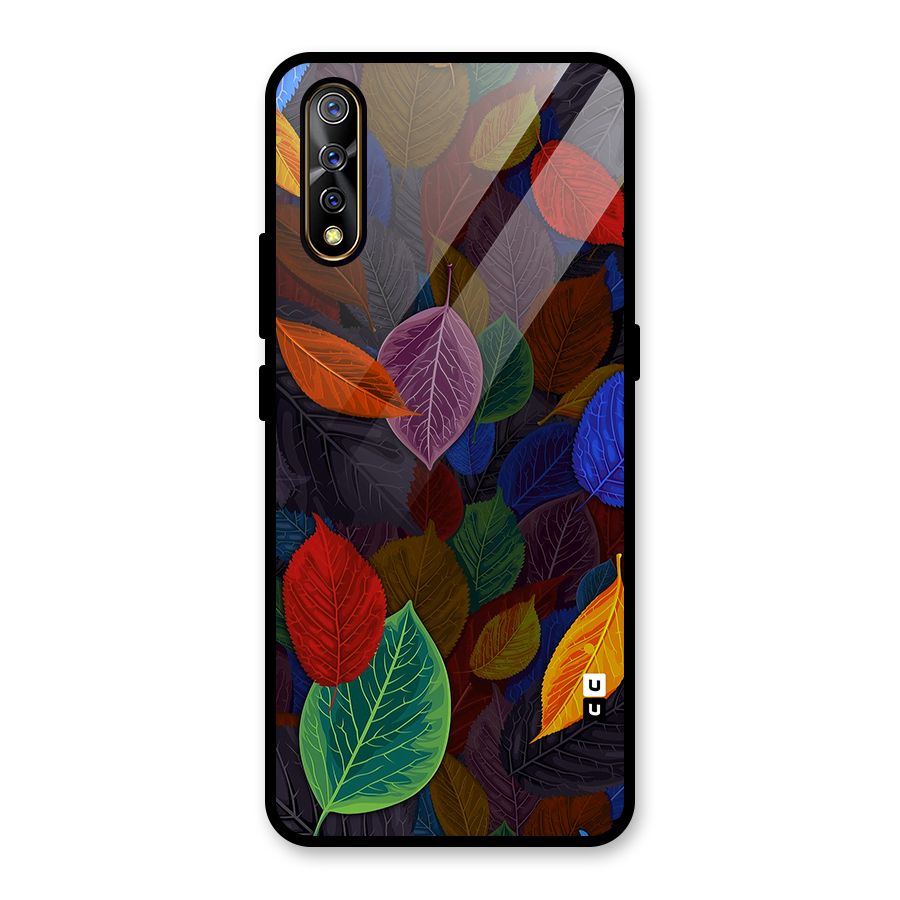 Colorful Leaves Pattern Glass Back Case for Vivo S1