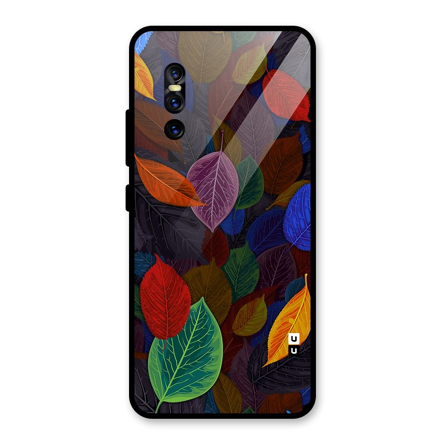 Colorful Leaves Pattern Glass Back Case for Vivo V15 Pro