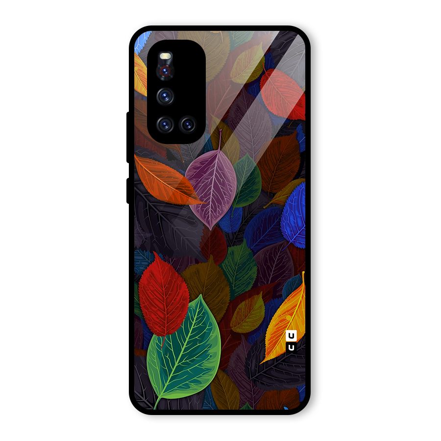 Colorful Leaves Pattern Glass Back Case for Vivo V19