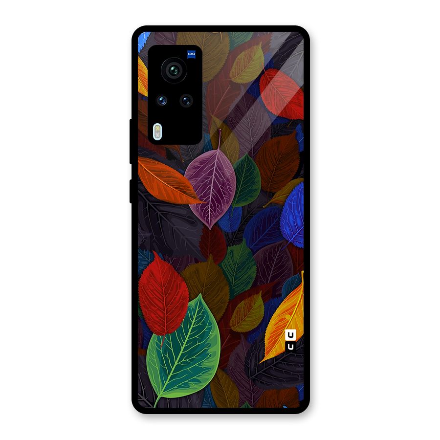 Colorful Leaves Pattern Glass Back Case for Vivo X60 Pro