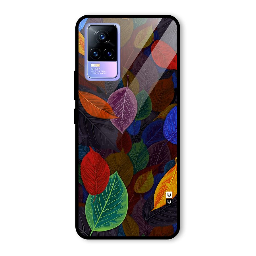 Colorful Leaves Pattern Glass Back Case for Vivo Y73