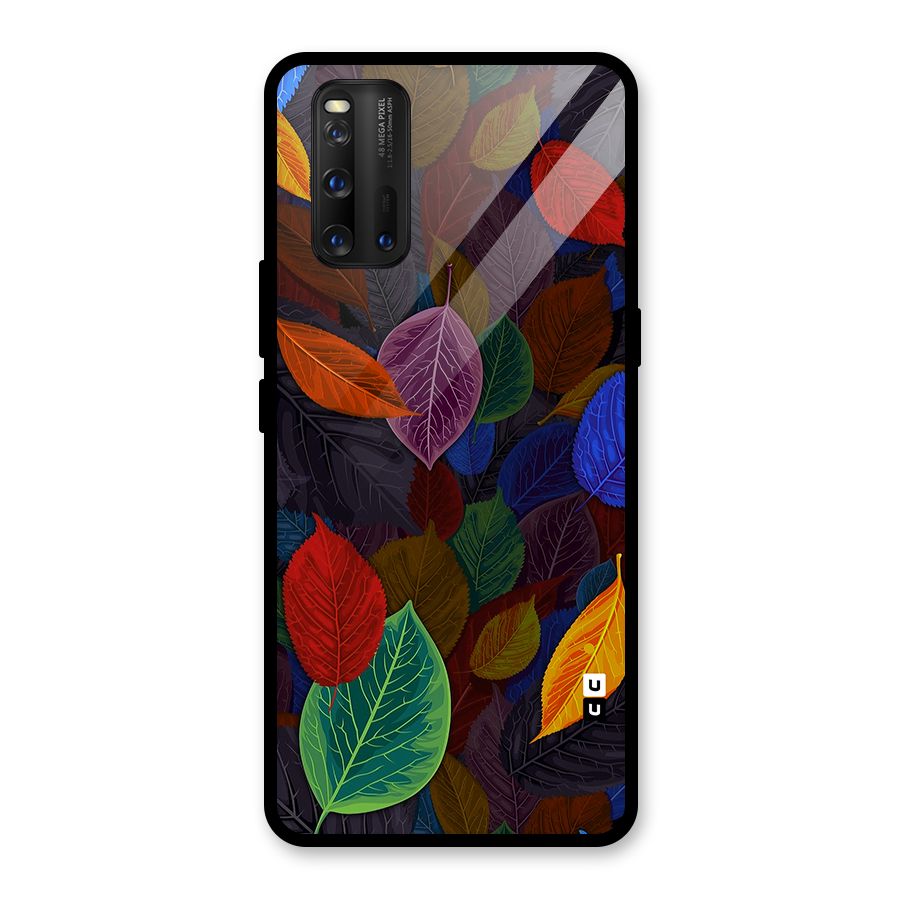 Colorful Leaves Pattern Glass Back Case for Vivo iQOO 3