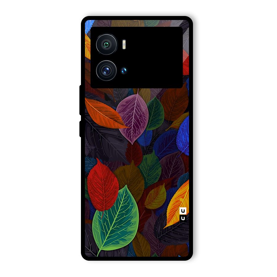 Colorful Leaves Pattern Glass Back Case for Vivo iQOO 9 Pro