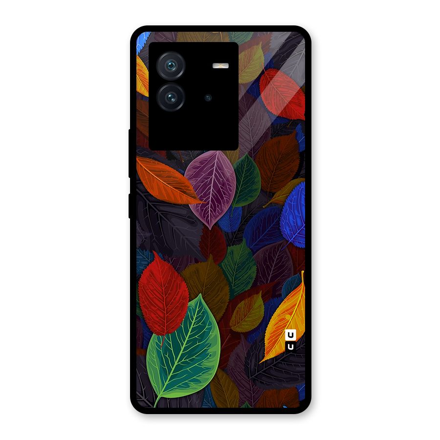 Colorful Leaves Pattern Glass Back Case for Vivo iQOO Neo 6 5G