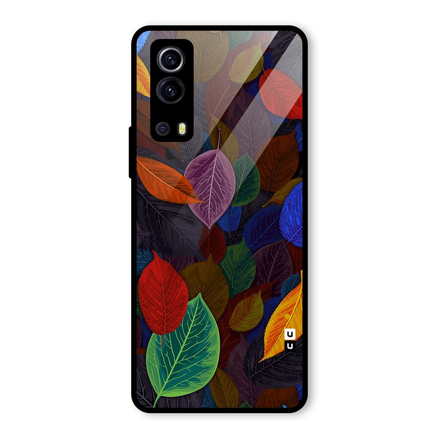 Colorful Leaves Pattern Glass Back Case for Vivo iQOO Z3