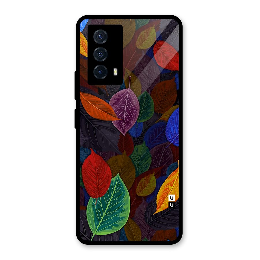 Colorful Leaves Pattern Glass Back Case for Vivo iQOO Z5