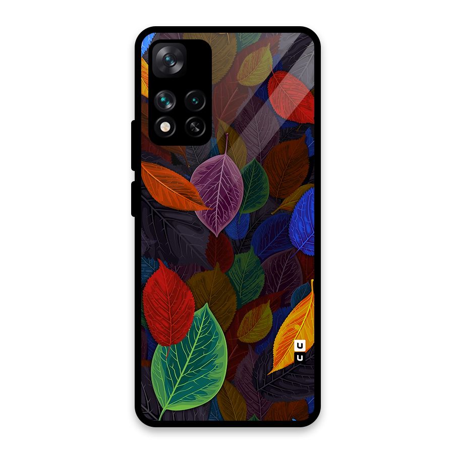 Colorful Leaves Pattern Glass Back Case for Xiaomi 11i HyperCharge 5G