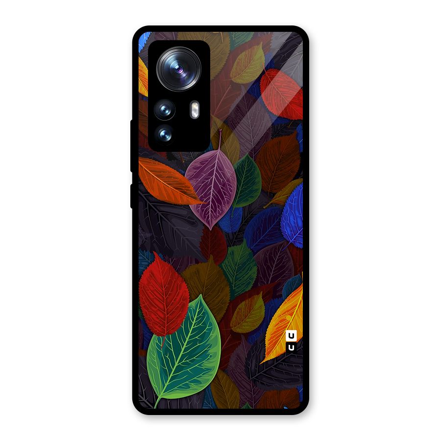 Colorful Leaves Pattern Glass Back Case for Xiaomi 12 Pro