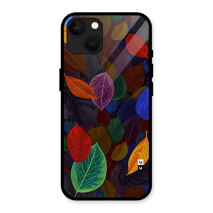 Colorful Leaves Pattern Glass Back Case for iPhone 13