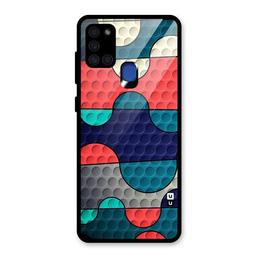 Colorful Puzzle Design Glass Back Case for Galaxy A21s