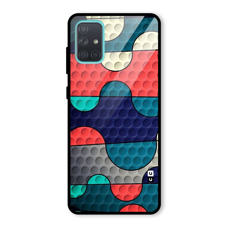 Colorful Puzzle Design Glass Back Case for Galaxy A71