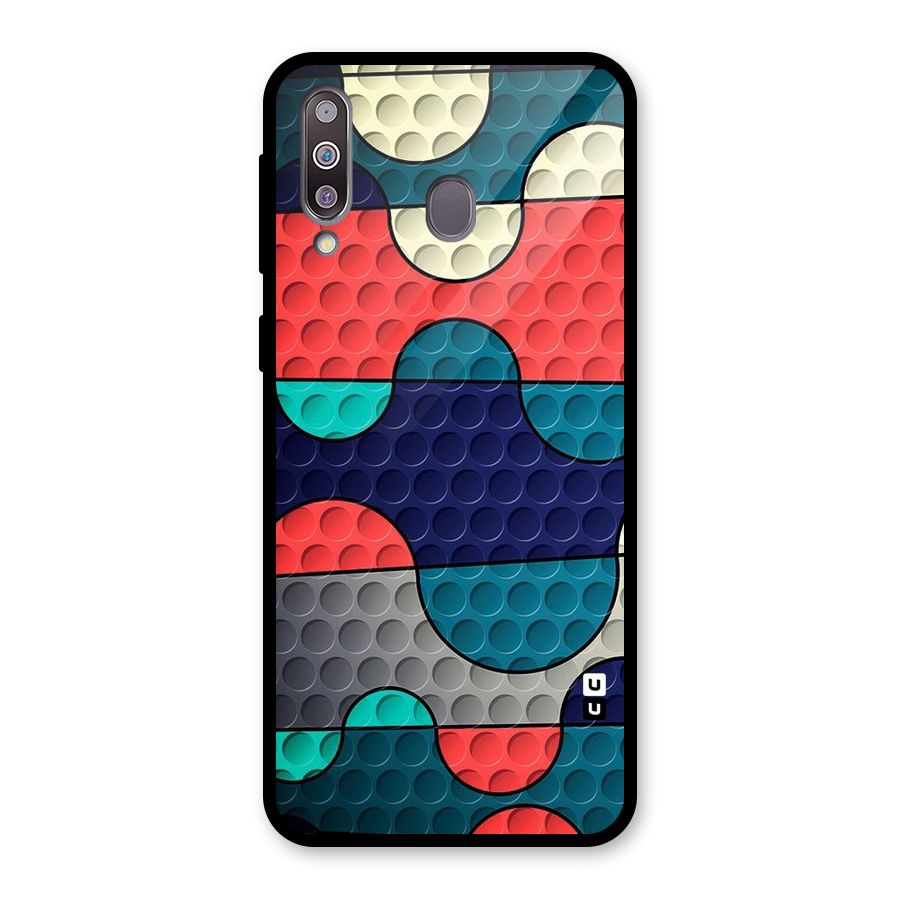 Colorful Puzzle Design Glass Back Case for Galaxy M30