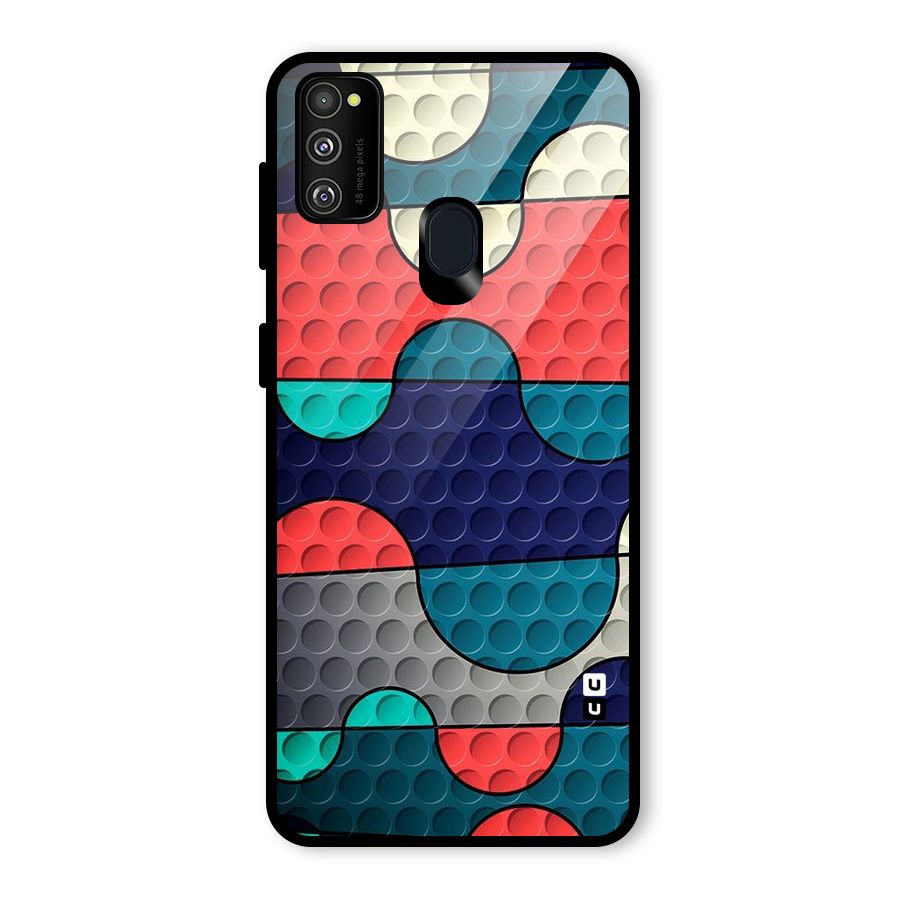 Colorful Puzzle Design Glass Back Case for Galaxy M30s