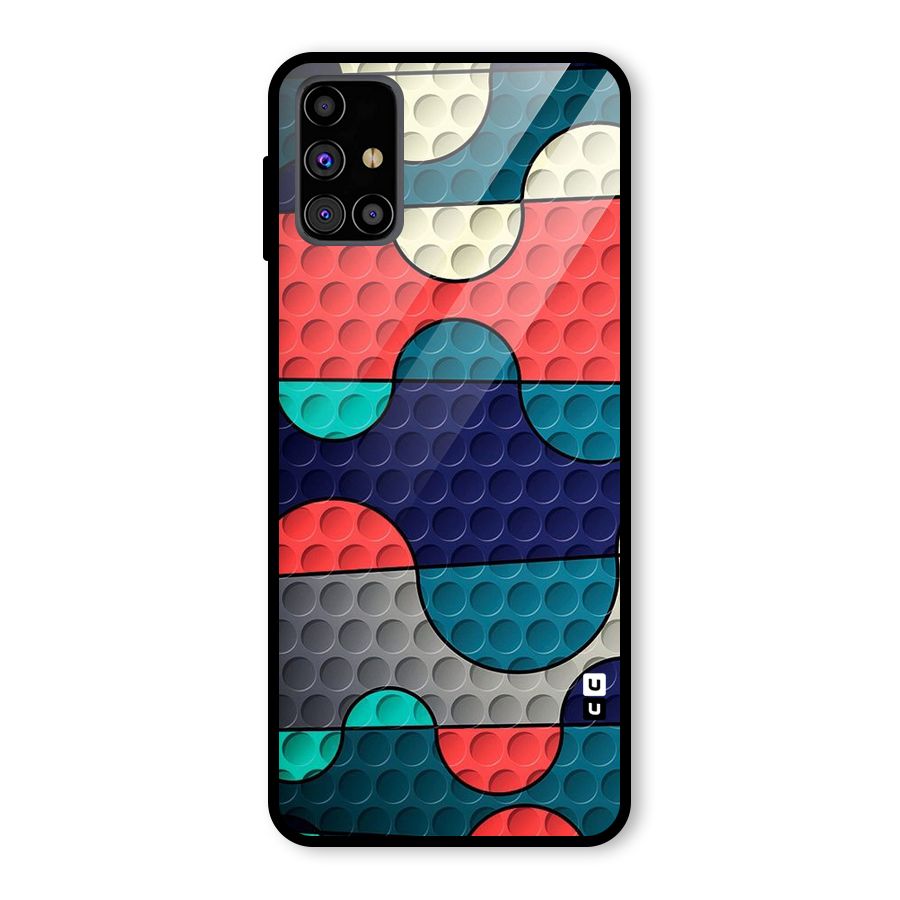 Colorful Puzzle Design Glass Back Case for Galaxy M31s