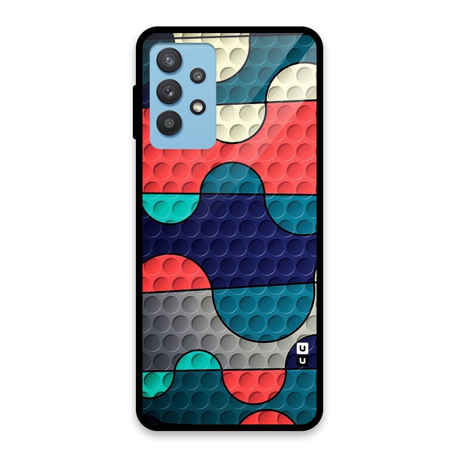 Colorful Puzzle Design Glass Back Case for Galaxy M32 5G