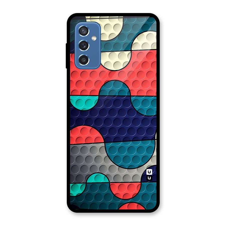 Colorful Puzzle Design Glass Back Case for Galaxy M52 5G