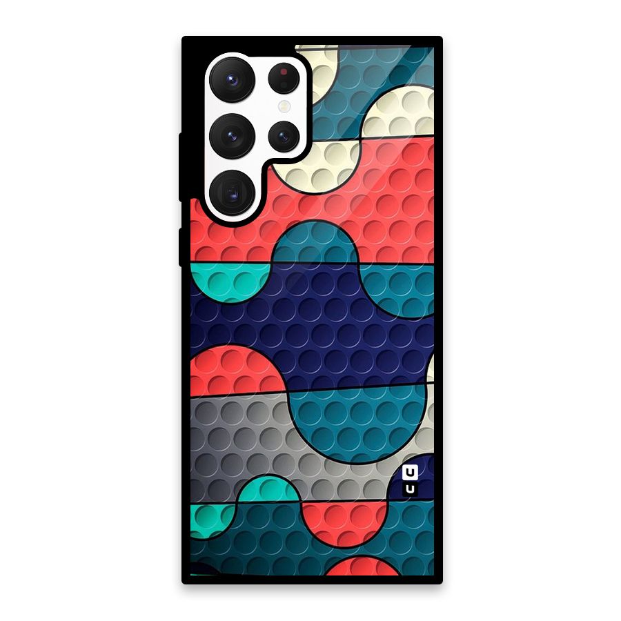 Colorful Puzzle Design Glass Back Case for Galaxy S22 Ultra 5G