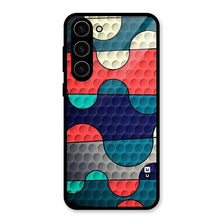 Colorful Puzzle Design Glass Back Case for Galaxy S23 Plus