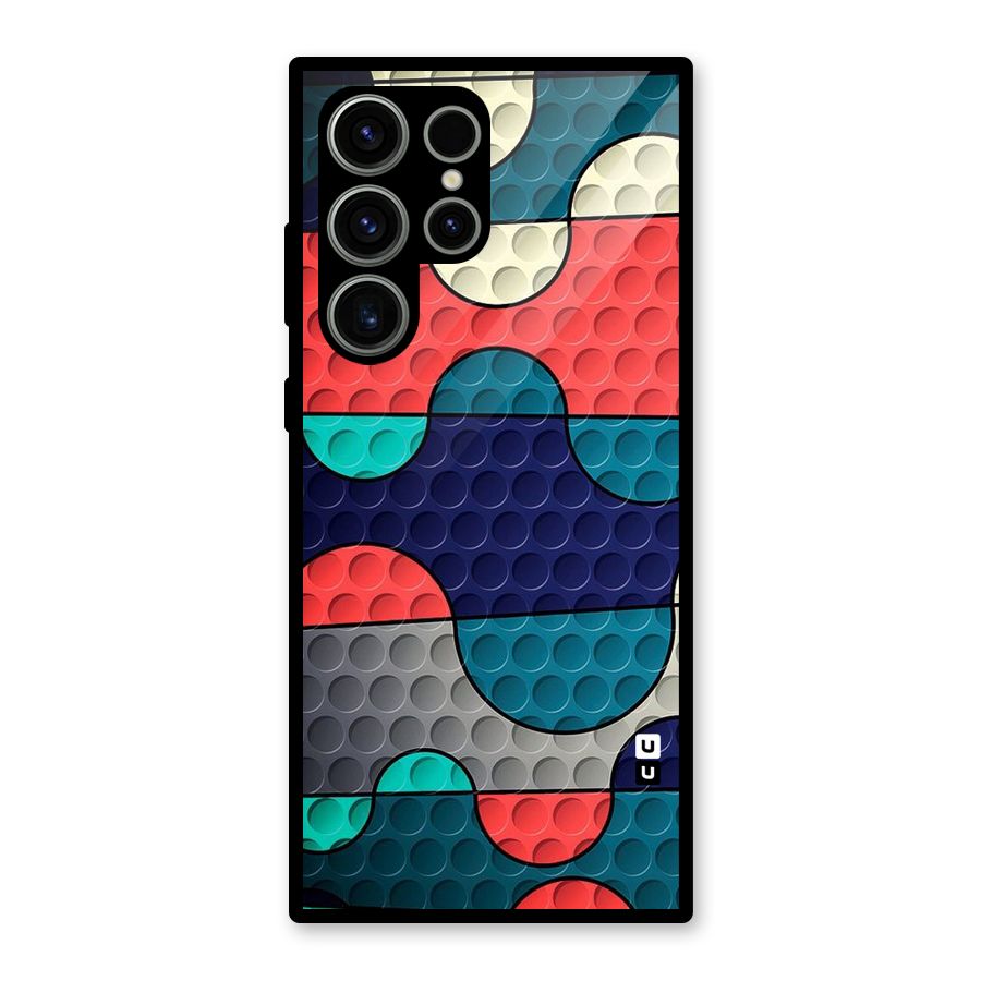 Colorful Puzzle Design Glass Back Case for Galaxy S23 Ultra