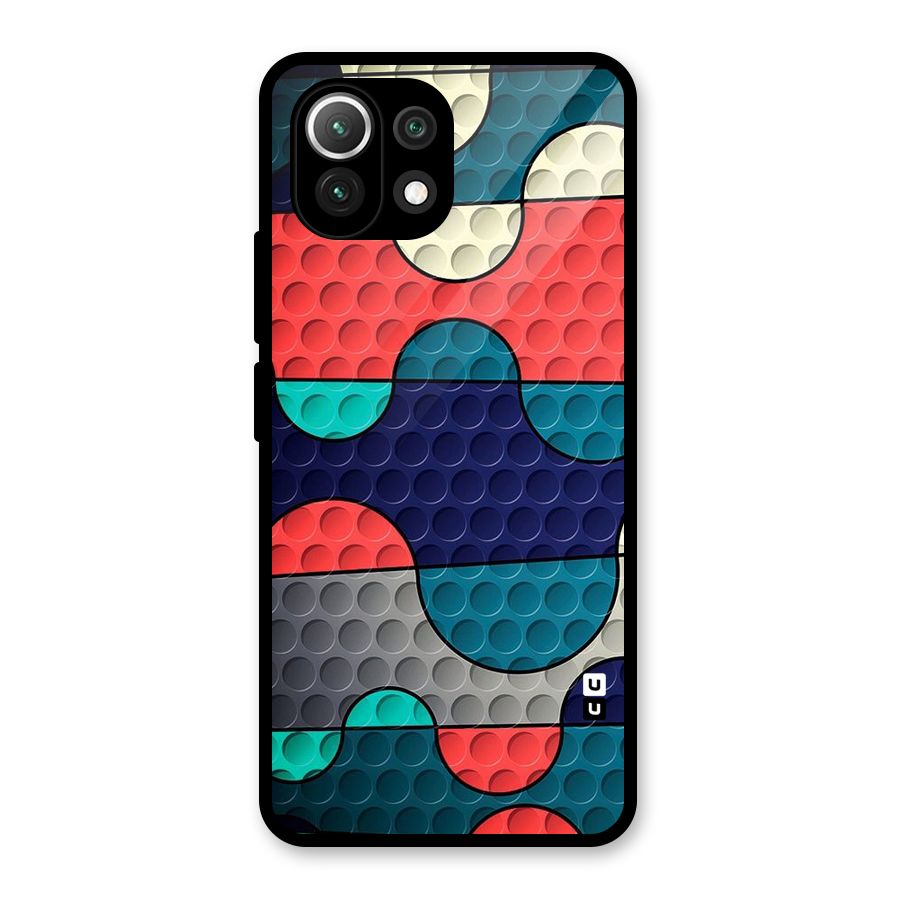Colorful Puzzle Design Glass Back Case for Mi 11 Lite NE 5G