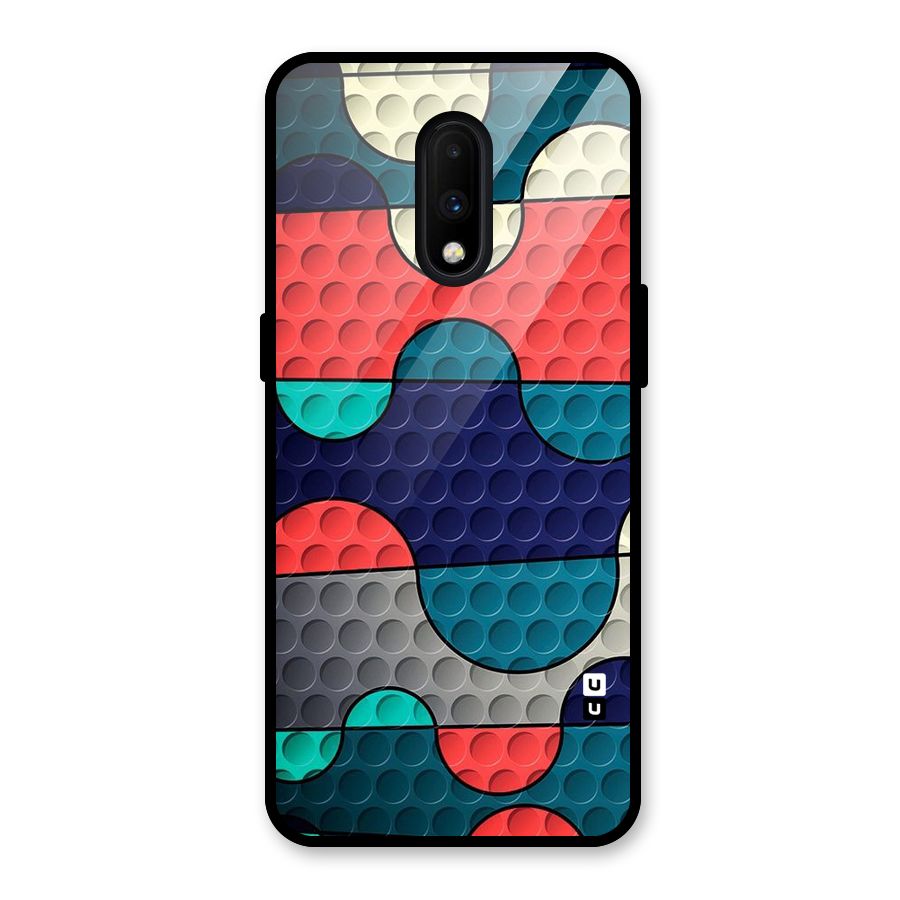 Colorful Puzzle Design Glass Back Case for OnePlus 7