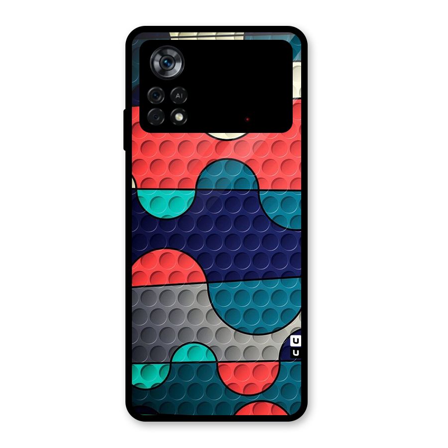 Colorful Puzzle Design Glass Back Case for Poco X4 Pro 5G