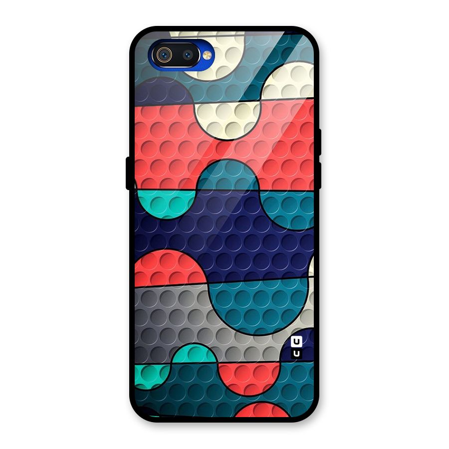 Colorful Puzzle Design Glass Back Case for Realme C2