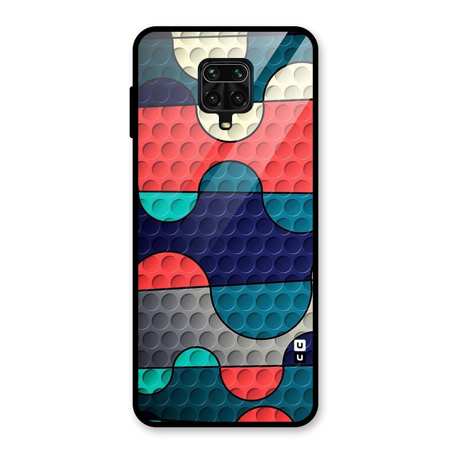 Colorful Puzzle Design Glass Back Case for Redmi Note 9 Pro