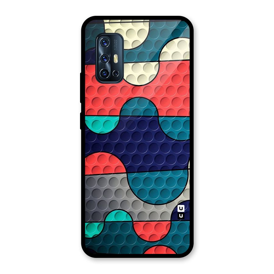 Colorful Puzzle Design Glass Back Case for Vivo V17