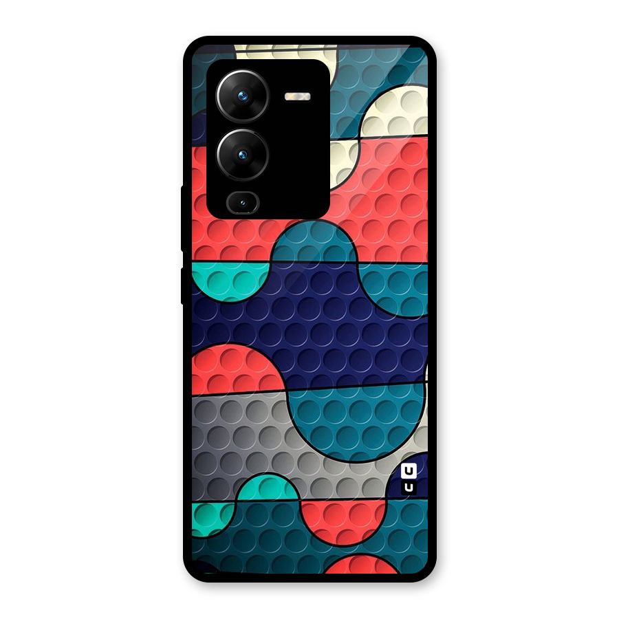 Colorful Puzzle Design Glass Back Case for Vivo V25 Pro