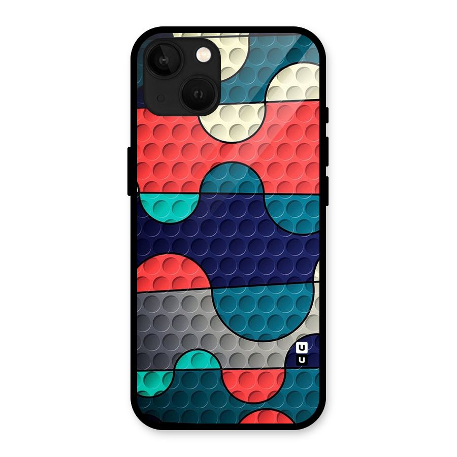 Colorful Puzzle Design Glass Back Case for iPhone 13
