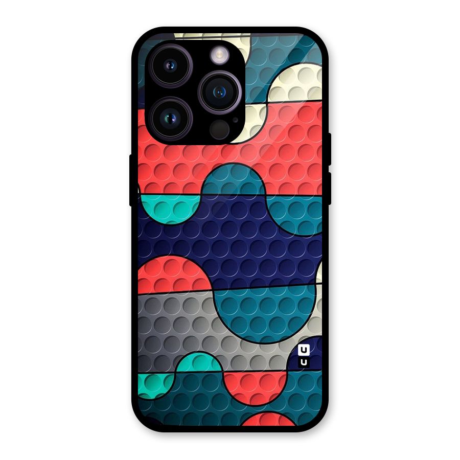 Colorful Puzzle Design Glass Back Case for iPhone 14 Pro
