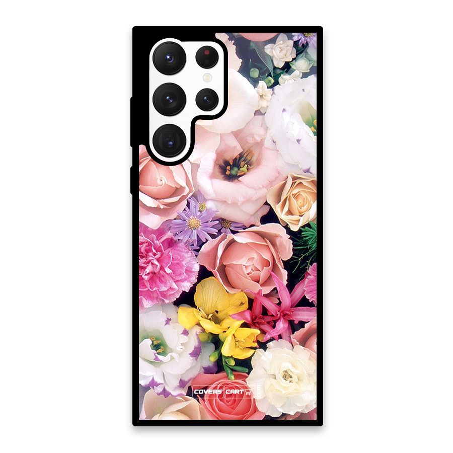 Colorful Roses Glass Back Case for Galaxy S22 Ultra 5G
