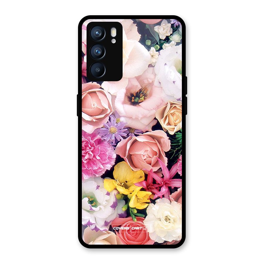 Colorful Roses Glass Back Case for Oppo Reno6 5G