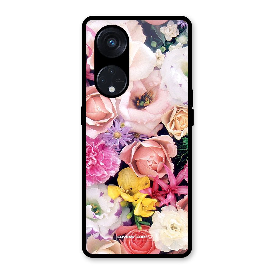 Colorful Roses Glass Back Case for Reno8 T 5G
