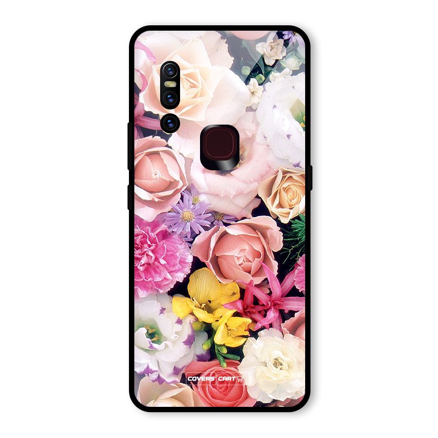 Colorful Roses Glass Back Case for Vivo V15