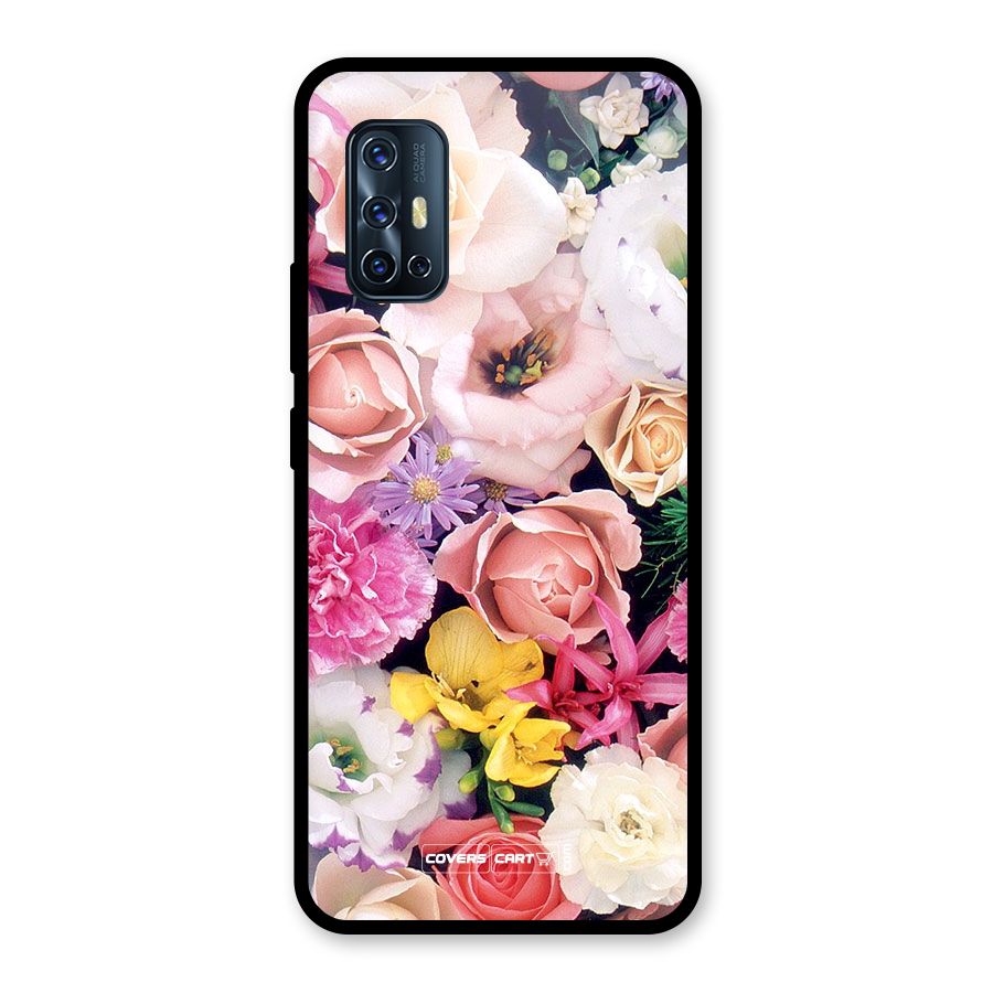 Colorful Roses Glass Back Case for Vivo V17