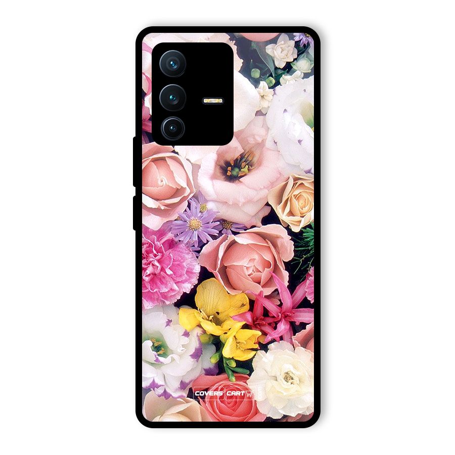 Colorful Roses Glass Back Case for Vivo V23 Pro