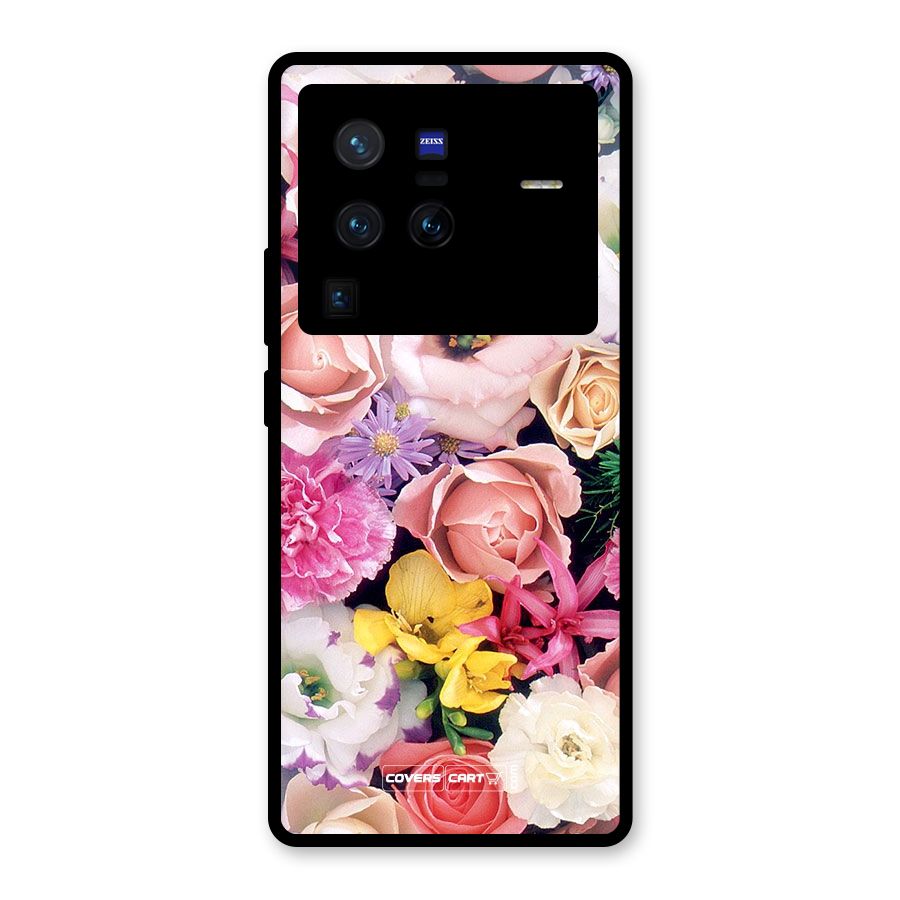 Colorful Roses Glass Back Case for Vivo X80 Pro