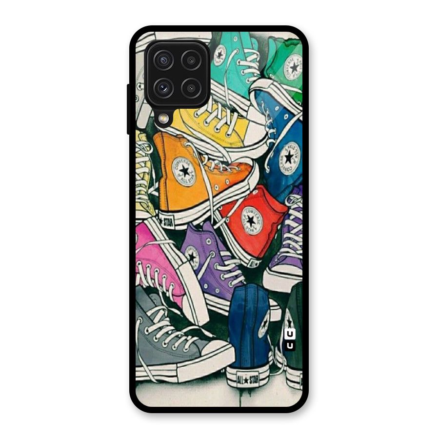 Colorful Shoes Glass Back Case for Galaxy A22 4G