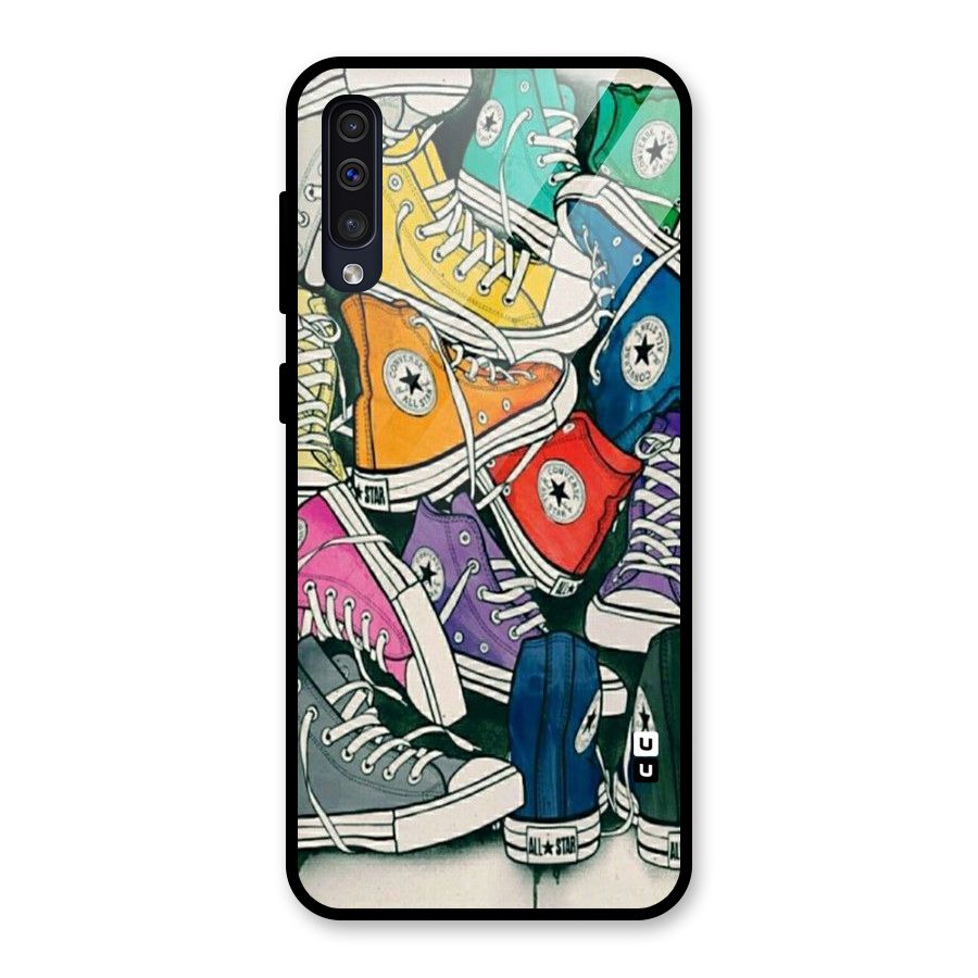 Colorful Shoes Glass Back Case for Galaxy A50