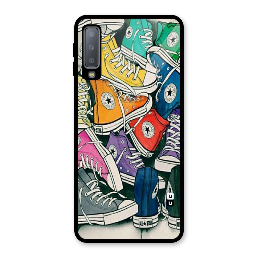 Colorful Shoes Glass Back Case for Galaxy A7 (2018)