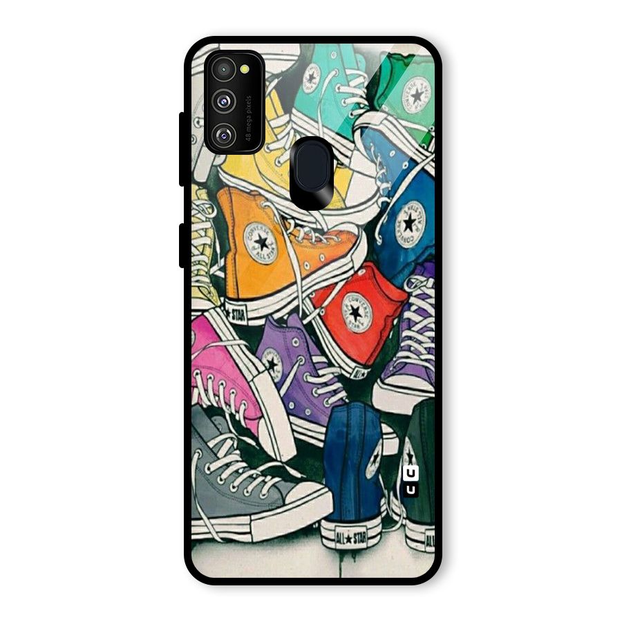 Colorful Shoes Glass Back Case for Galaxy M30s