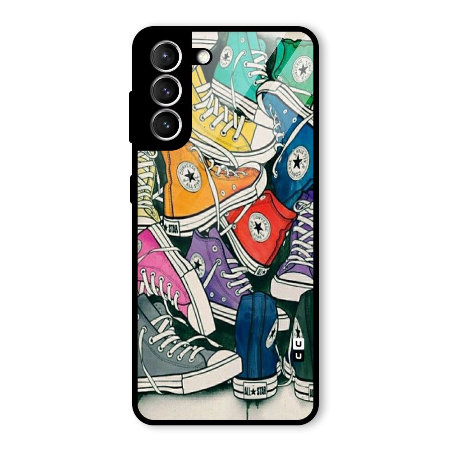 Colorful Shoes Glass Back Case for Galaxy S21 5G