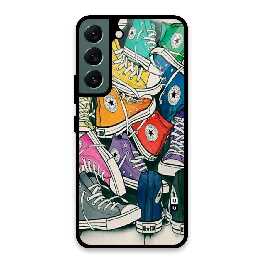 Colorful Shoes Glass Back Case for Galaxy S22 5G