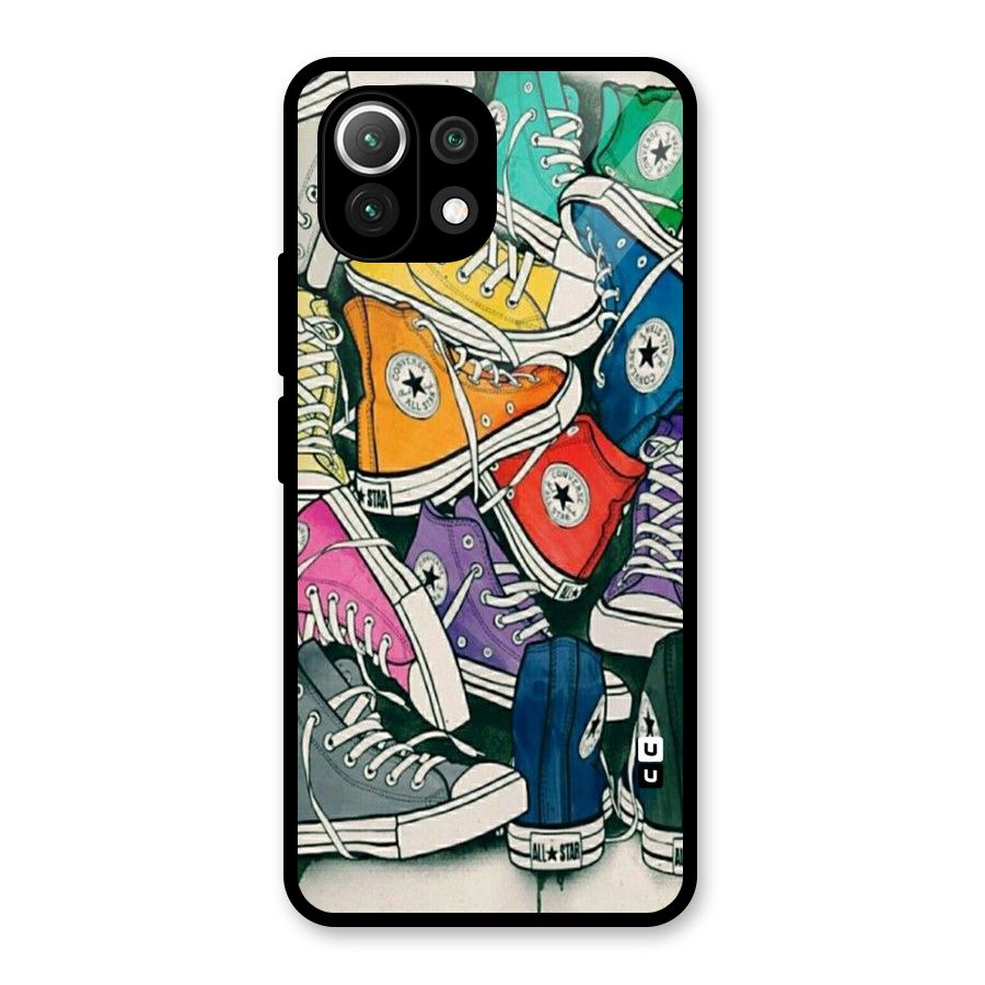Colorful Shoes Glass Back Case for Mi 11 Lite NE 5G