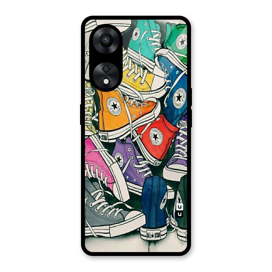 Colorful Shoes Glass Back Case for Oppo A78